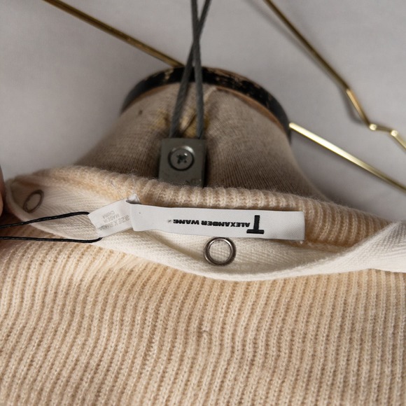 NWT Alexander Wang Merino Wool One-Shoulder Rib-Knit Pullover Sweater Snap XS - Picture 7 of 9